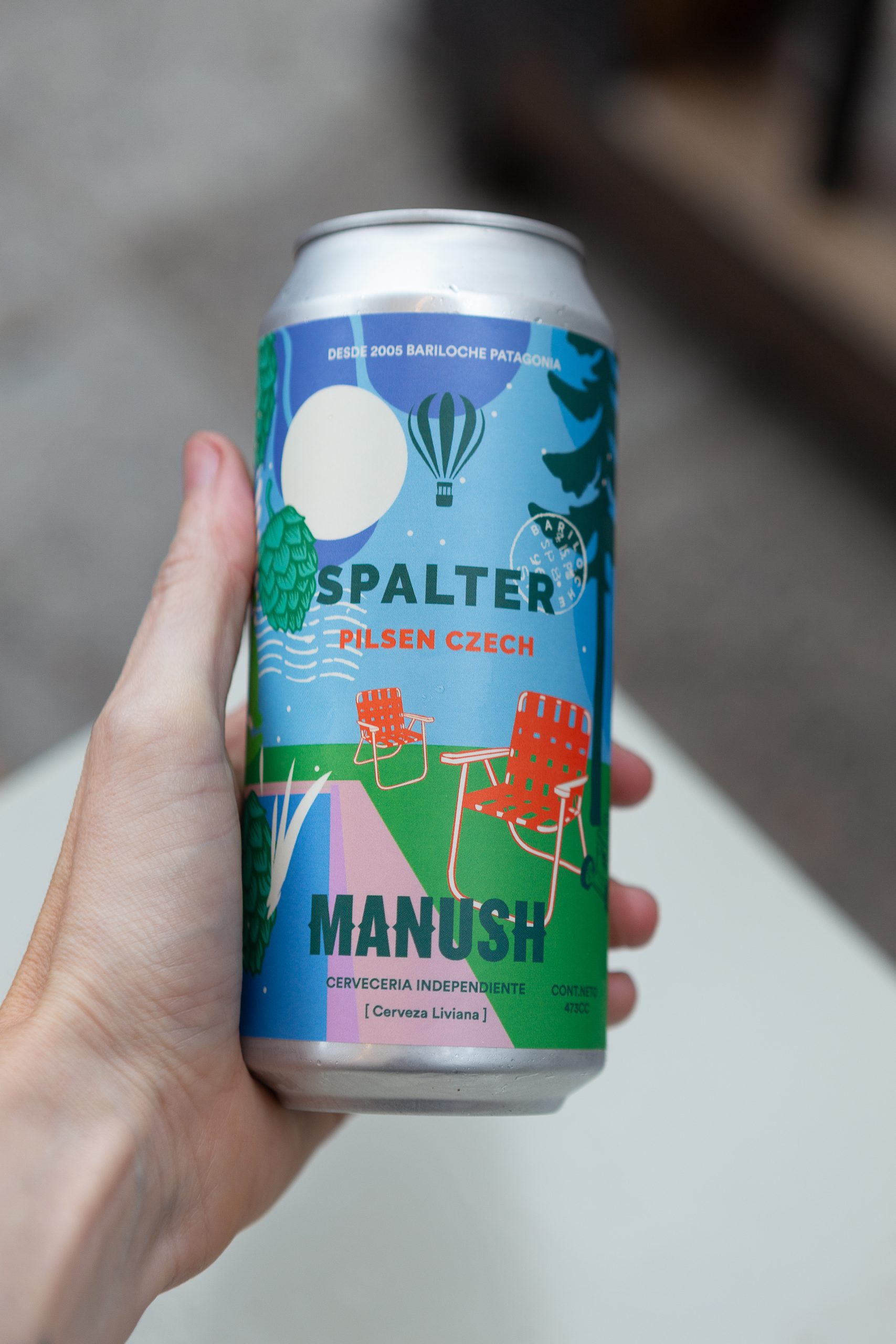 Lata de Spalter, cerveza lager checa de Manush.